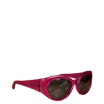 Balenciaga Shiny Transparent Fuchsia Round cat-Eye Sunglasses