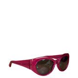 Balenciaga Shiny Transparent Fuchsia Round cat-Eye Sunglasses