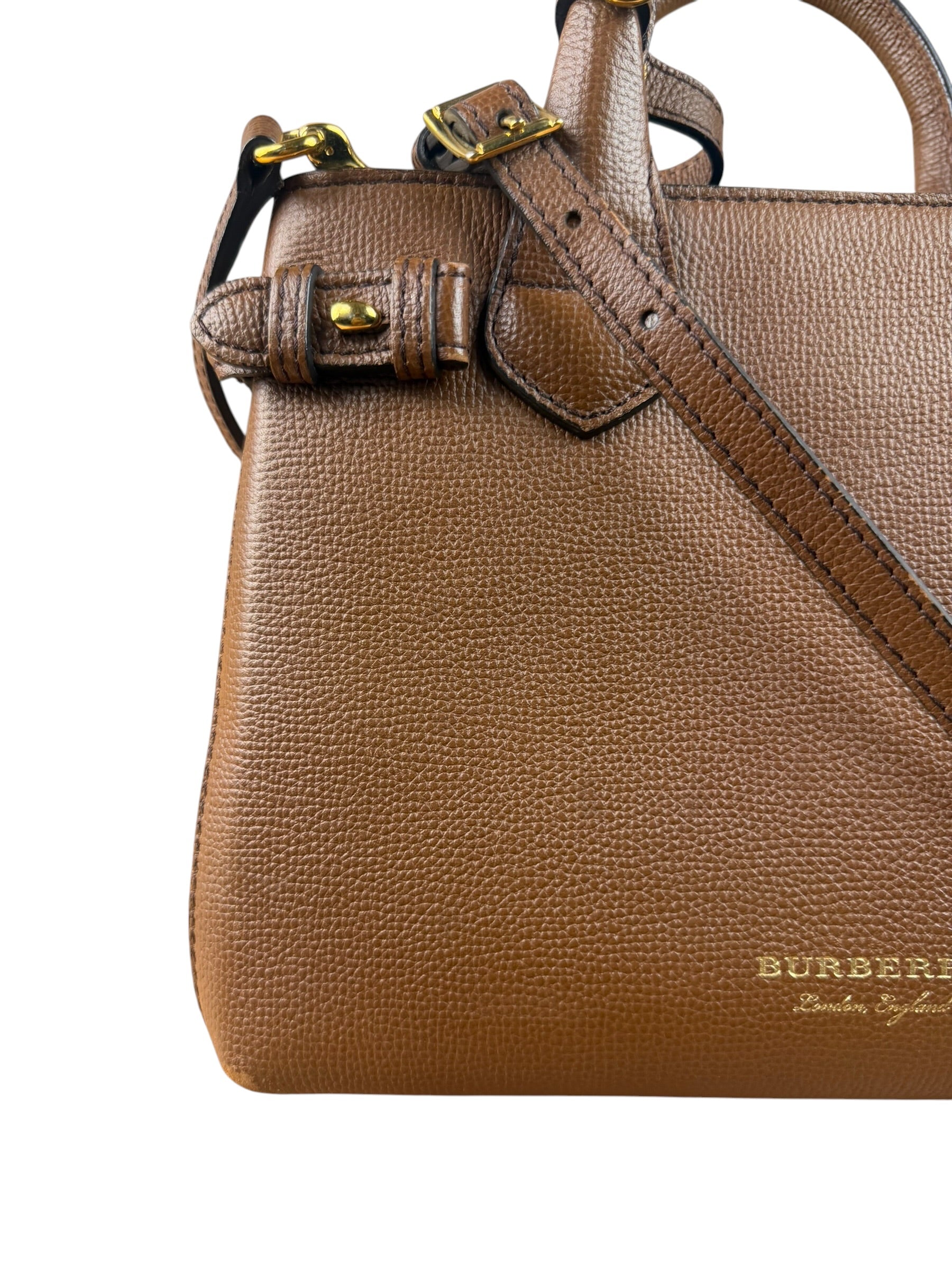 Burberry Brown Leather & House Check Small Banner