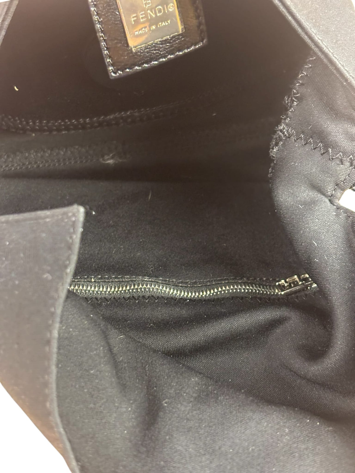 Fendi Black Leather Trim Neoprene Baguette