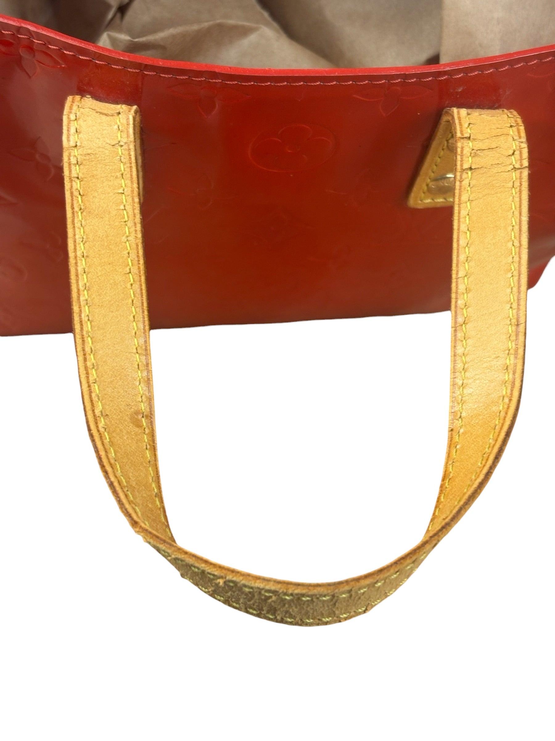 Louis Vuitton Red Canvas Monogram Vernis Hand Bag