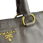 Prada Neutral Taupe Vitello Daino Leather Side Zip Large Shopper Tote