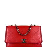 Chanel Red CC Quilted Crumpled Calfskin Flap Bag 2018