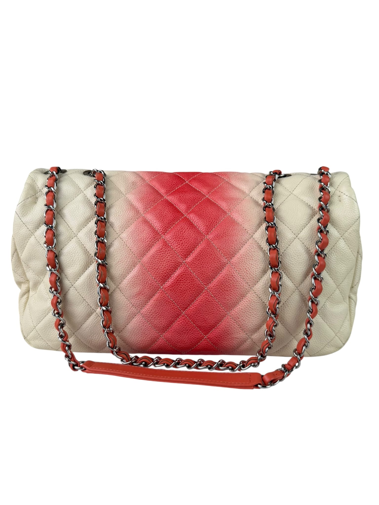Chanel Quilted Caviar Ivory/Pink Ombre Jumbo Flap 2013