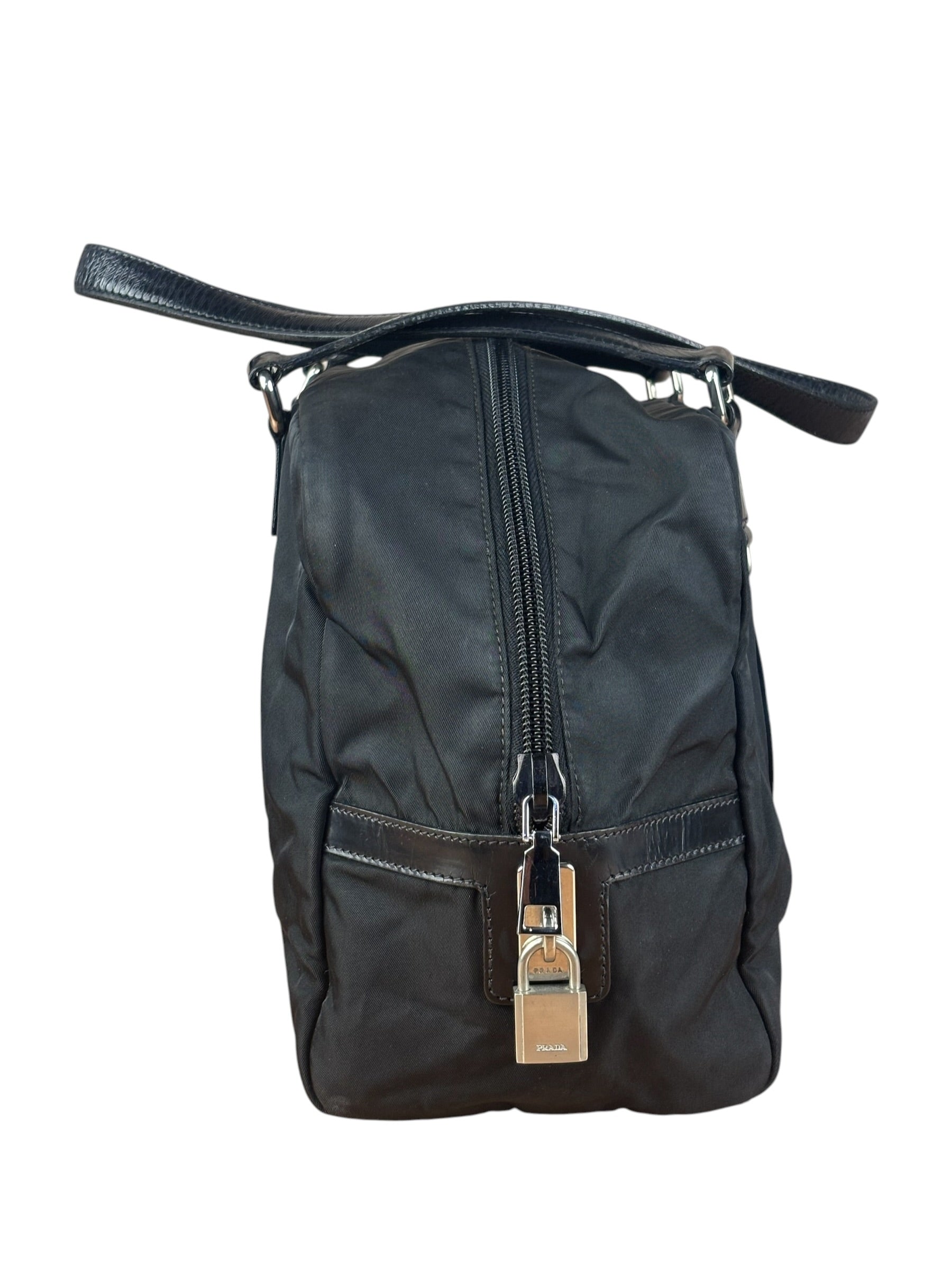 Prada Vintage Black Nylon/Patent Shoulder Bag