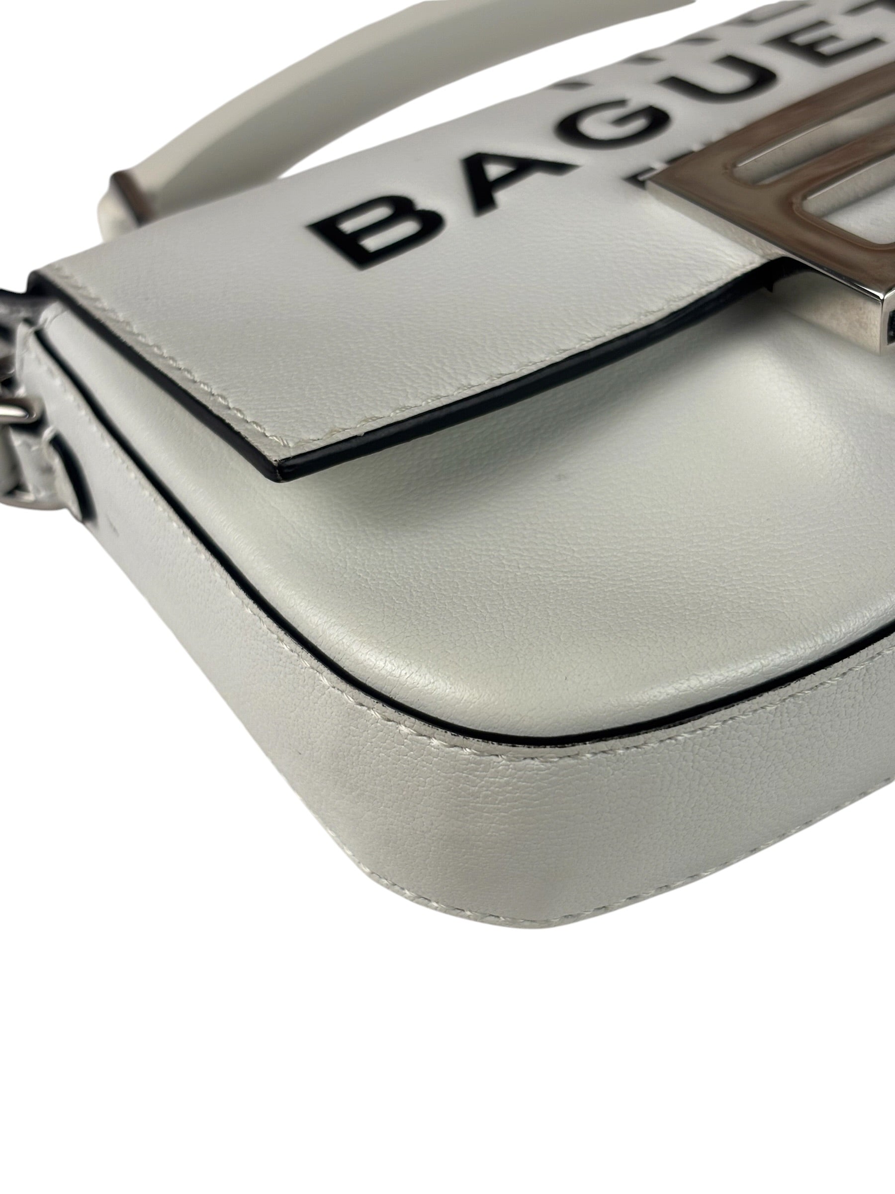 Fendi x Marc Jacobs White Leather Mini Baguette