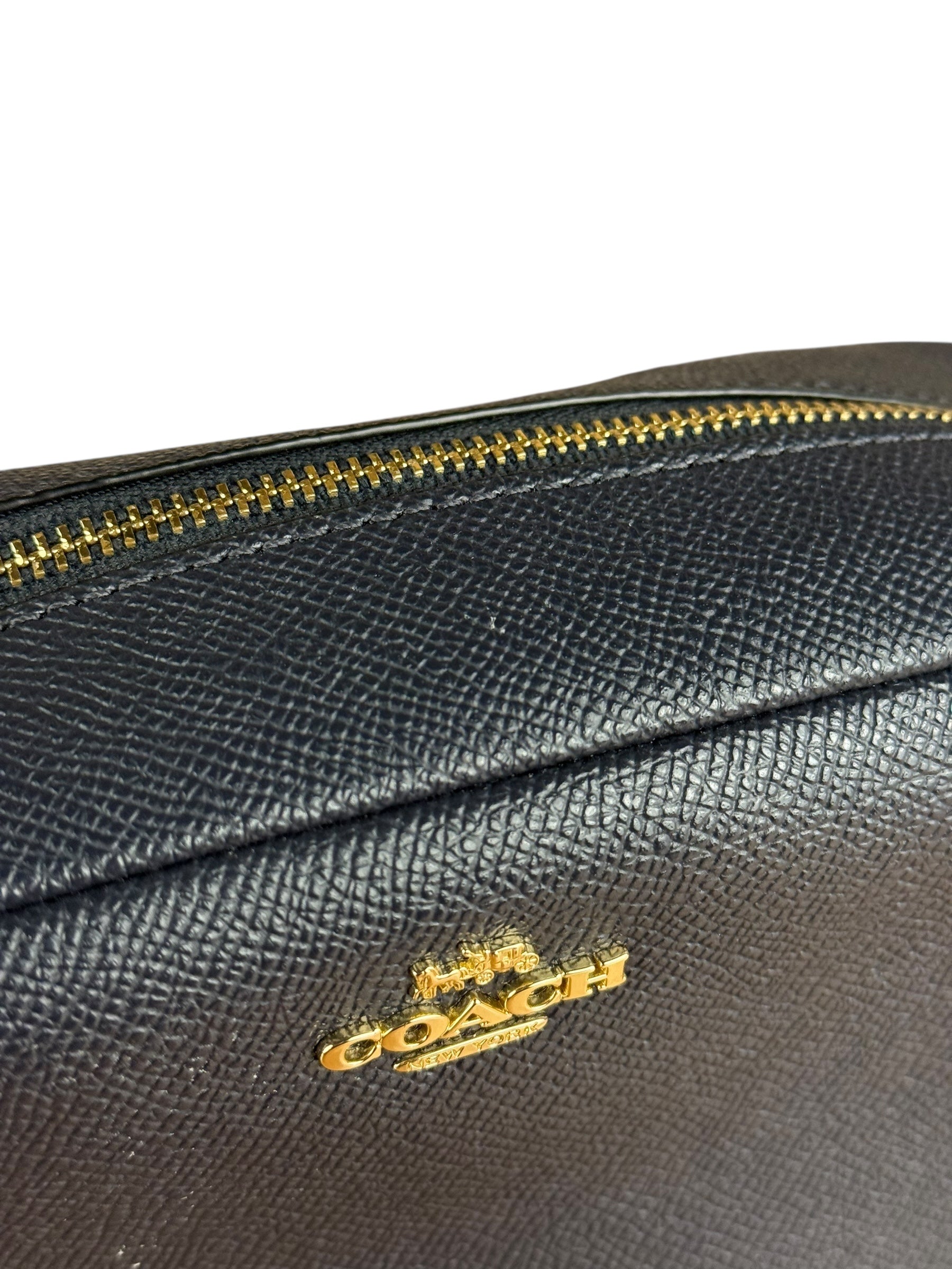 Coach Cosmetic Pouch Navy Blue Pebbled Leather