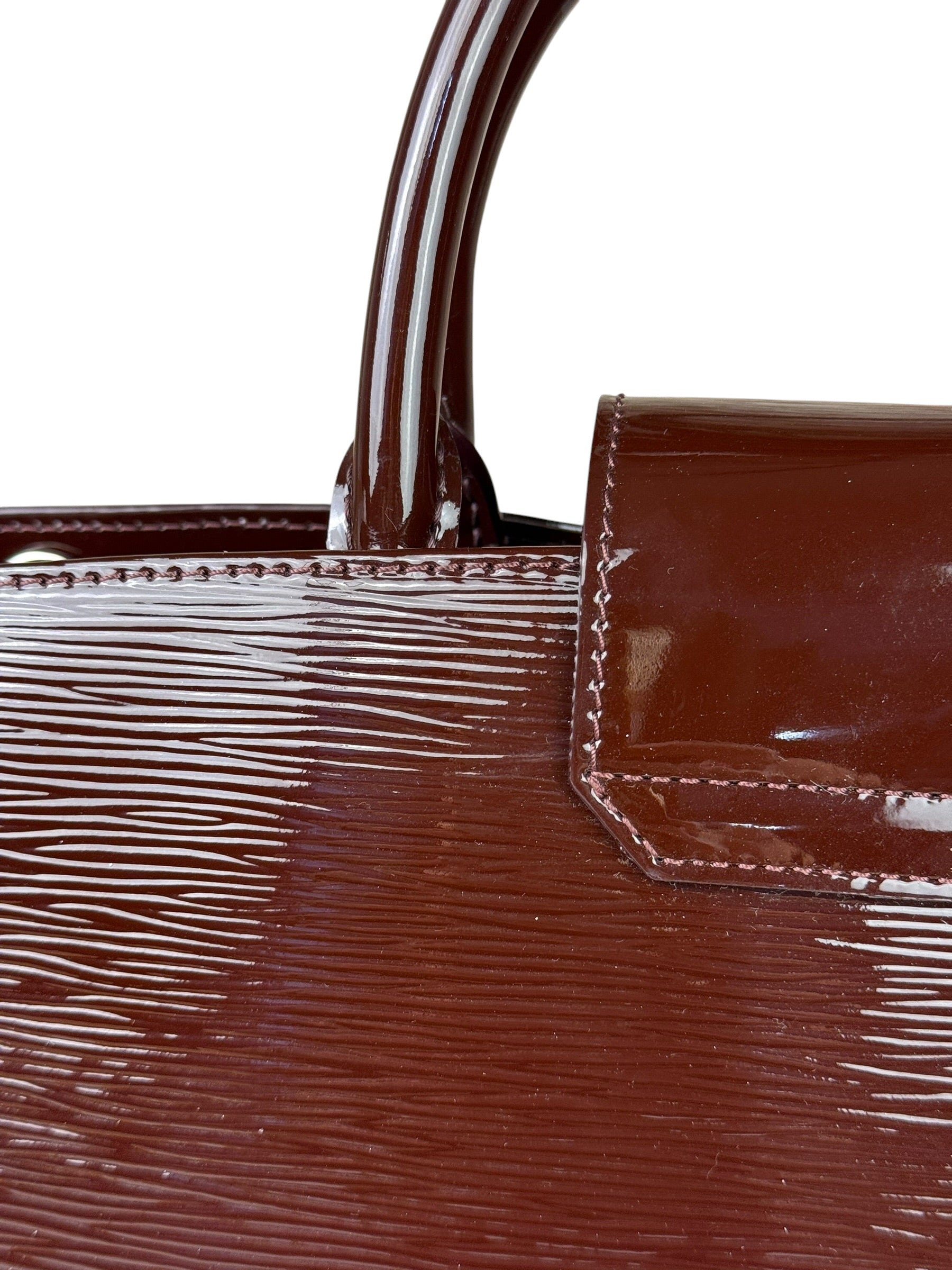 Louis Vuitton Burgundy Epi Patent Leather Electric Mirabeau Handbag MM