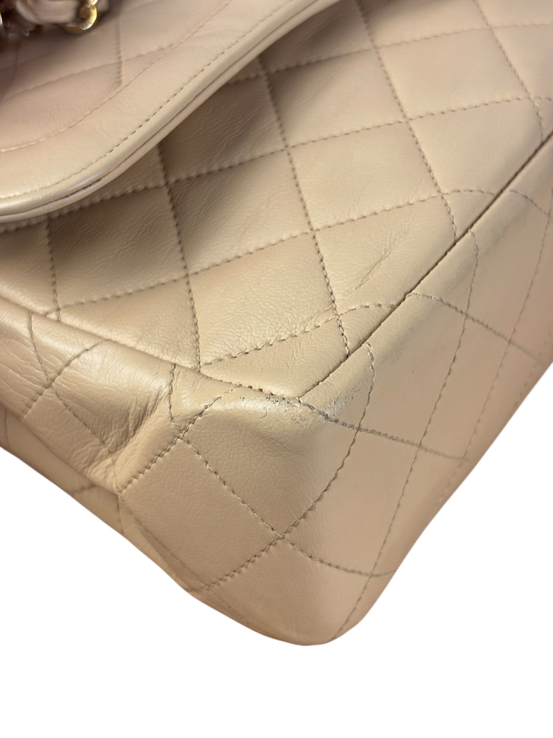 Chanel Beige Quilted CC Vintage Double Flap Bag 90s