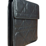 Christian Dior Black Leather Quilted Compact Wallet