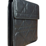 Christian Dior Black Leather Quilted Compact Wallet