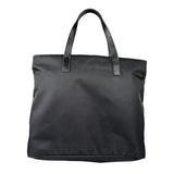 Fendi Vintage Black Nylon Leather Trim FF Roll Tote Bag