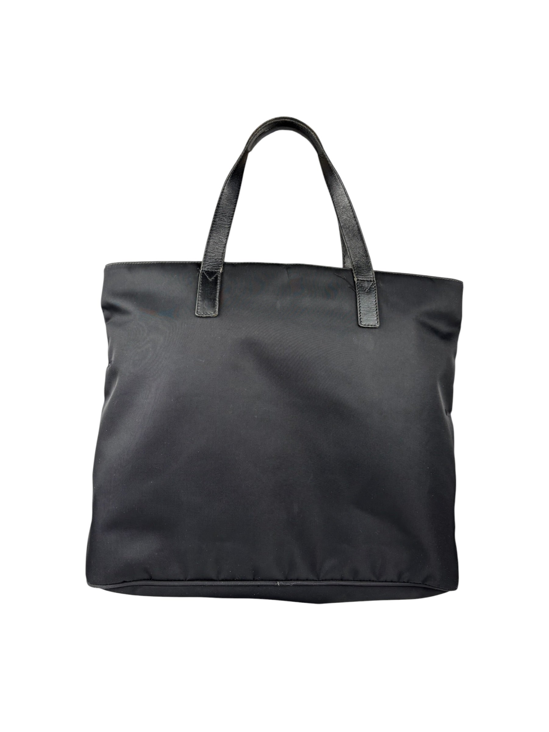 Fendi Vintage Black Nylon Leather Trim FF Roll Tote Bag