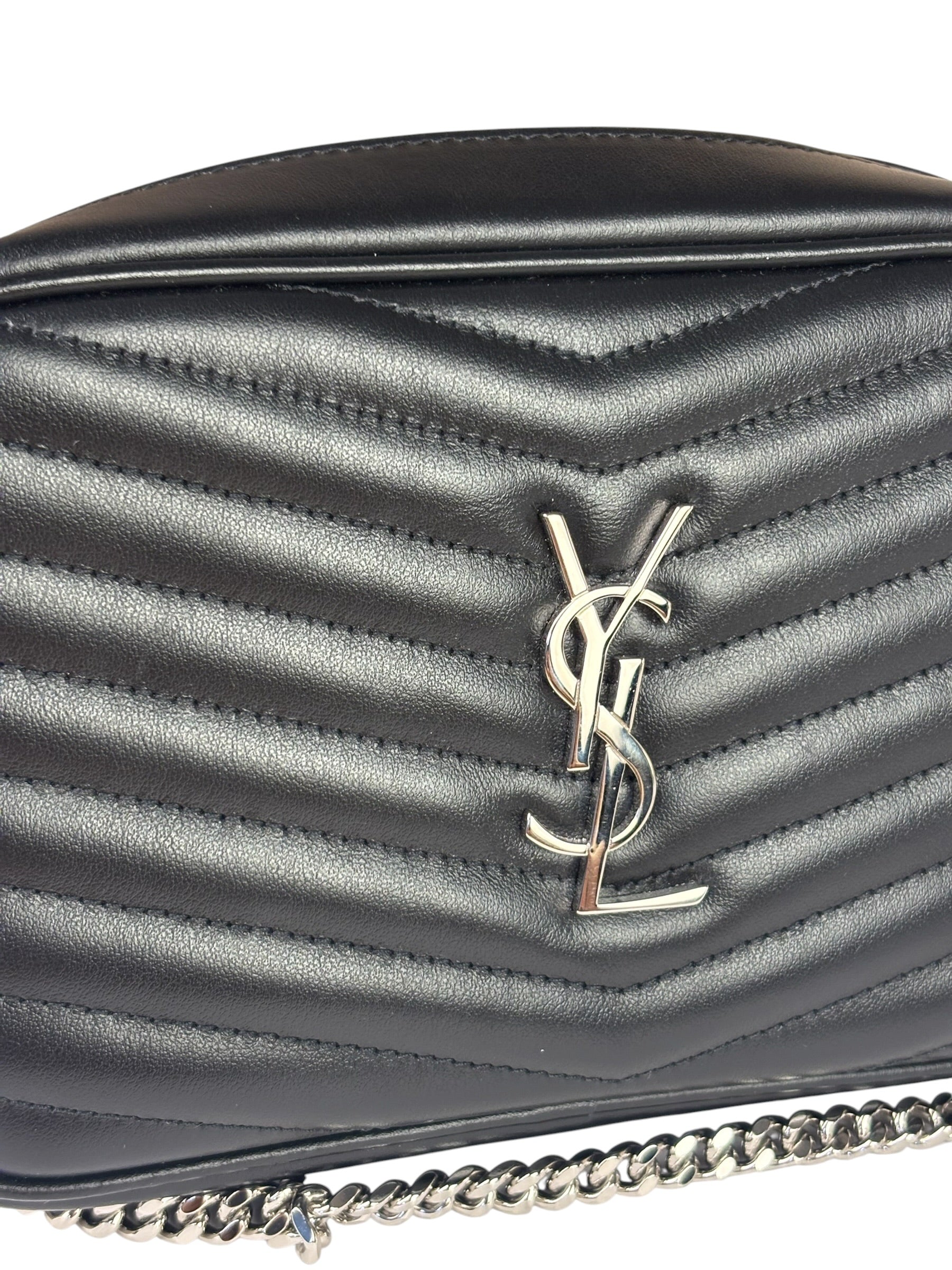 Yves Saint Laurent Black Leather Mini Lou Camera Bag