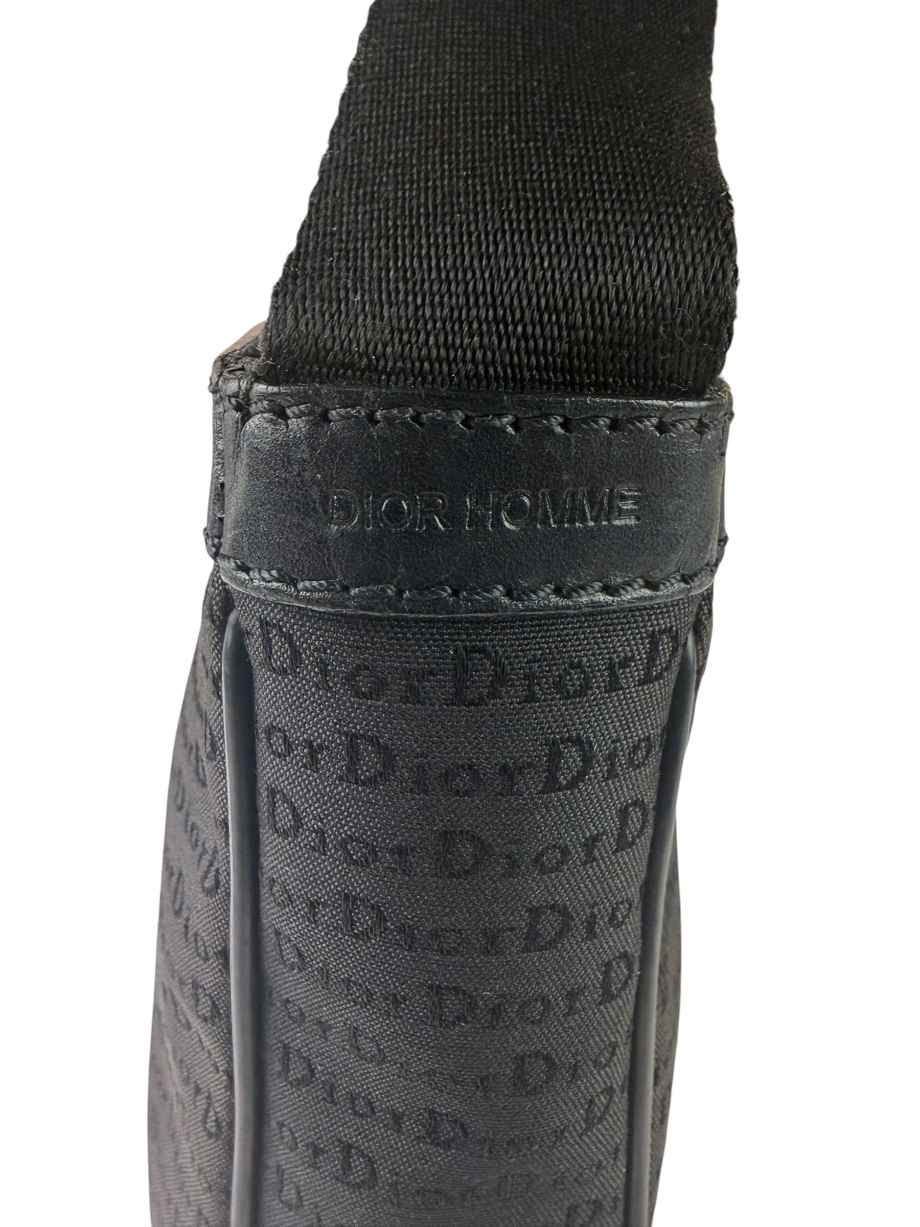 Christian Dior Black Leather Trim Canvas Dior Print Crossbody Bag