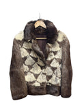 Vintage Mosaic Pattern Dyed Rabbit Fur Coat