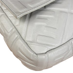 Fendi Large Zucca Embossed Leather Baguette White