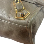 Balenciaga Gris Taupe Leather Mini Metallic Edge City Two-Way Bag