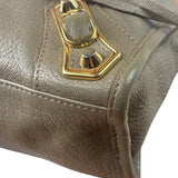 Balenciaga Gris Taupe Leather Mini Metallic Edge City Two-Way Bag