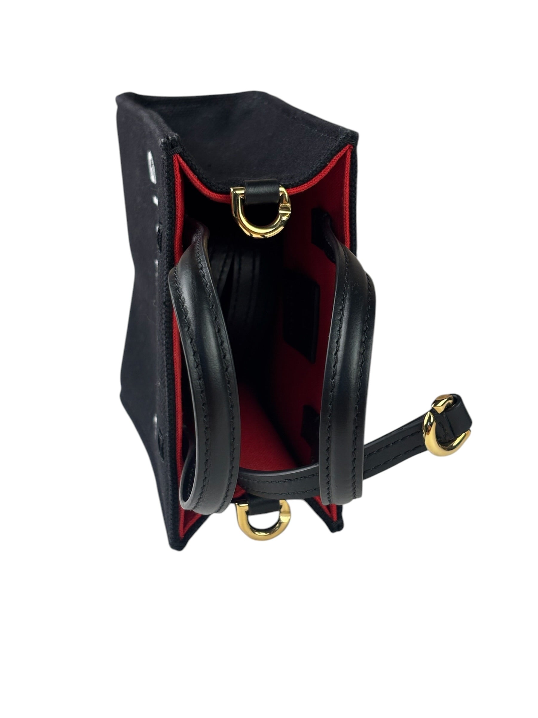 Givenchy Black Leather Trim Mini Logo Printed Tote
