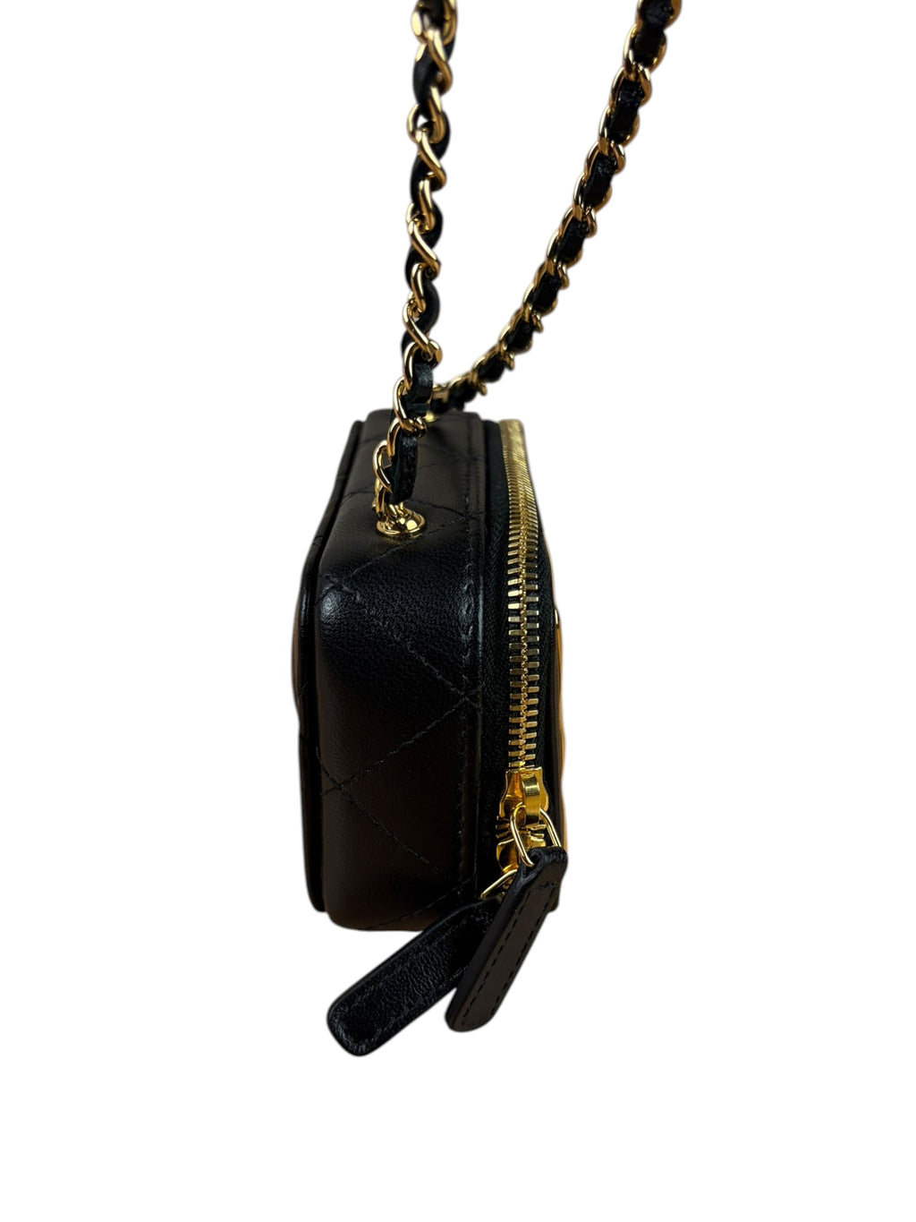 Chanel Black Quilted Leather Golden Plate Nano Vanity Case 2021