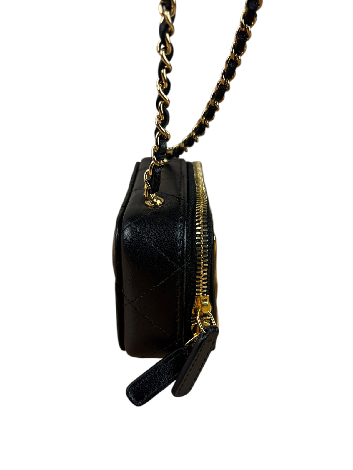 Chanel Black Quilted Leather Golden Plate Nano Vanity Case 2021