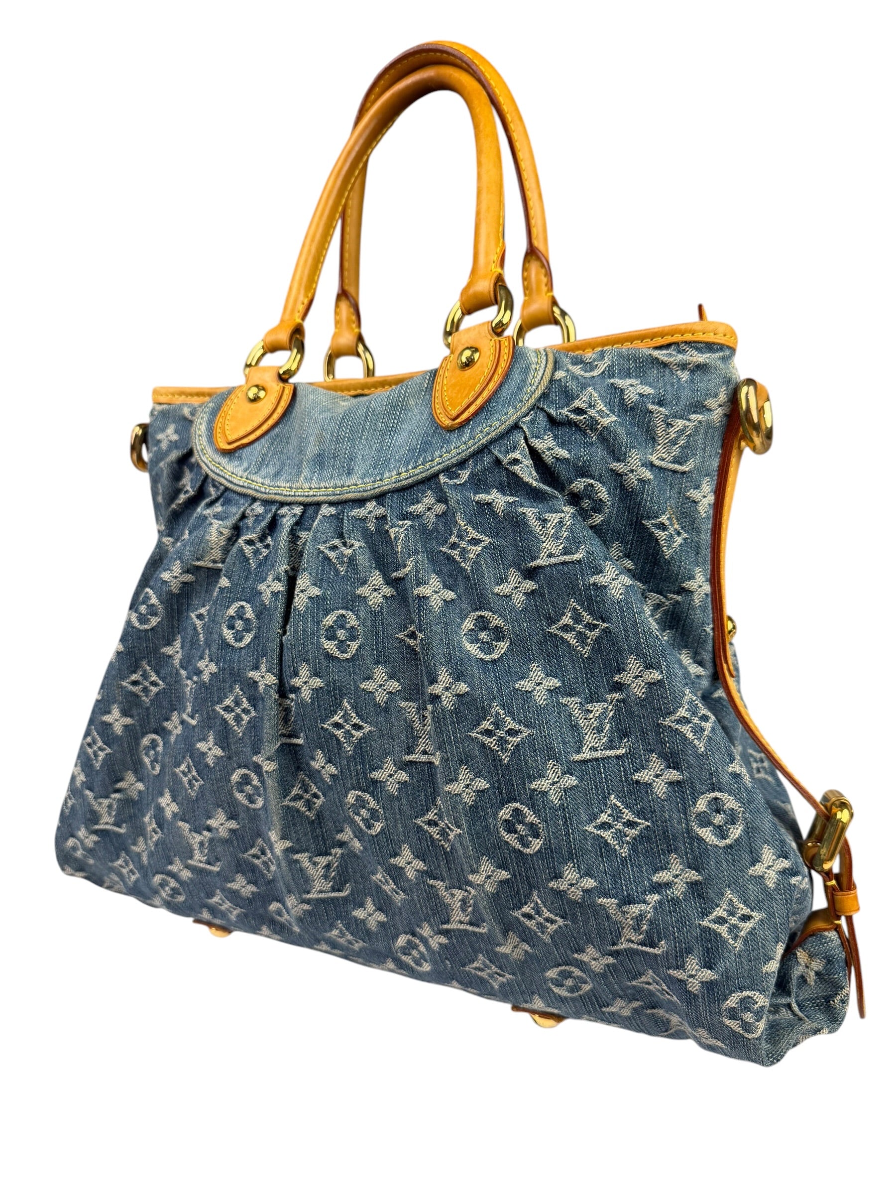 Louis Vuitton Denim/Leather Trim Monogram Neo Cabby Handbag