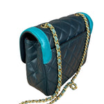 Chanel Quilted Mini Two-Tone Blue Day Flap Bag 2017