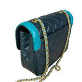 Chanel Quilted Mini Two-Tone Blue Day Flap Bag 2017
