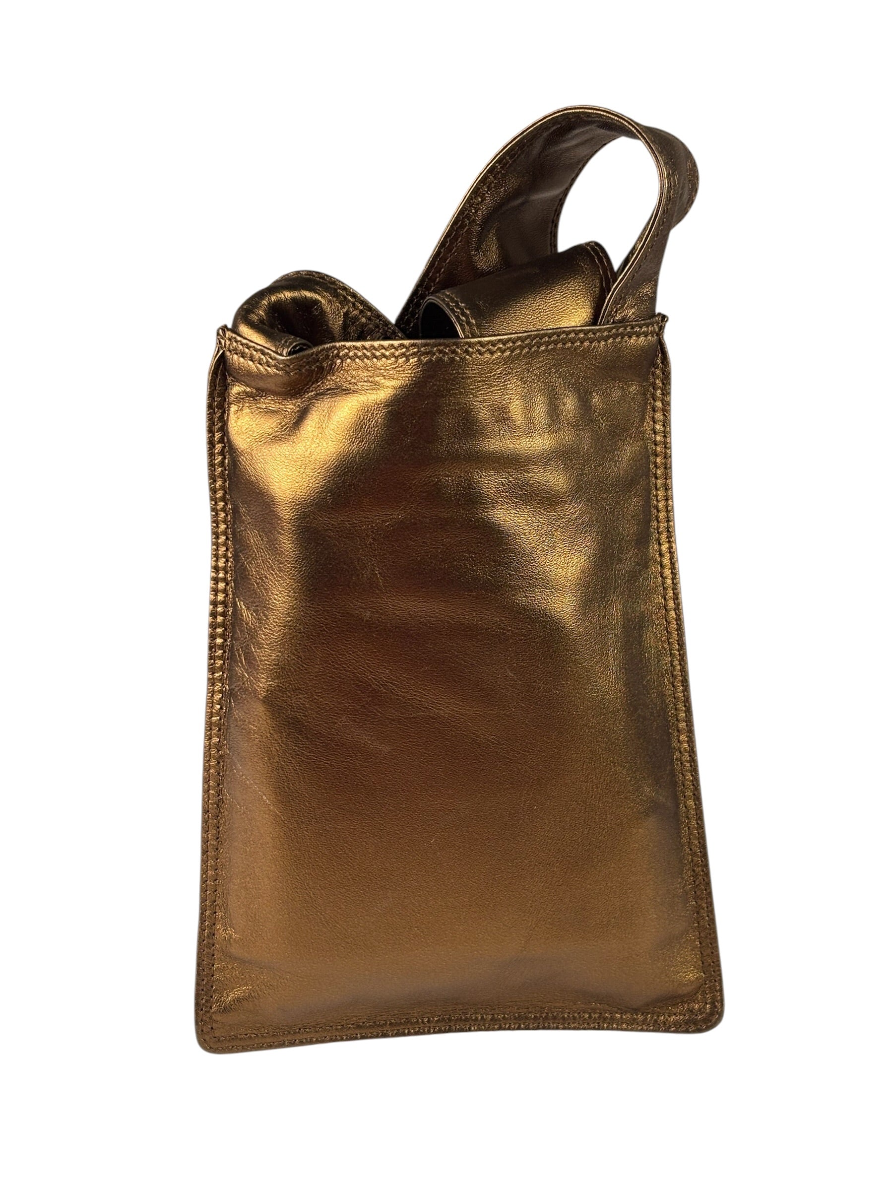 Chanel Vintage Metallic Bronze Leather Crossbody Bag 1997