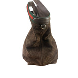 Gucci Brown Suede GG Supreme Giglio Large Tote