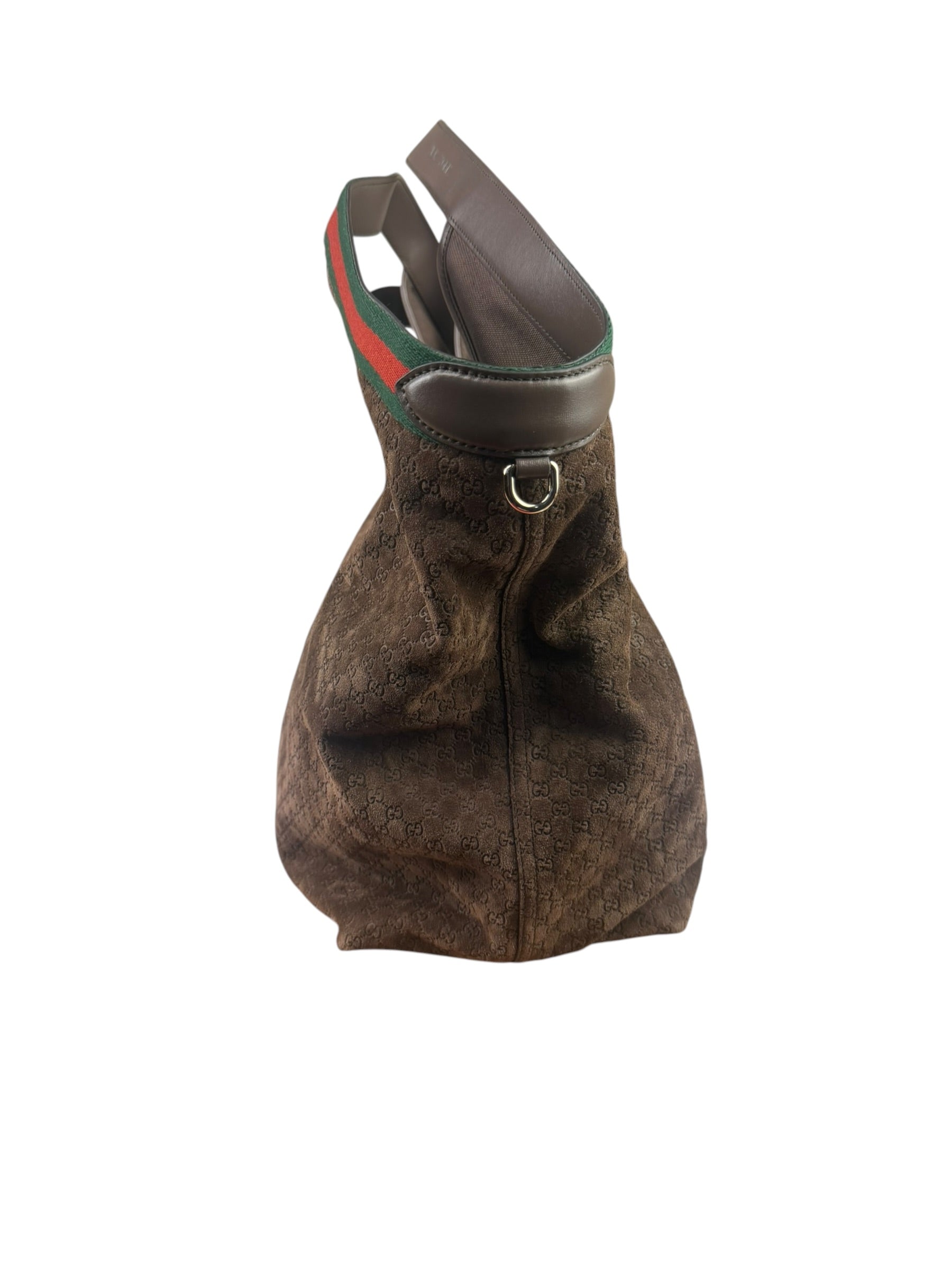 Gucci Brown Suede GG Supreme Giglio Large Tote