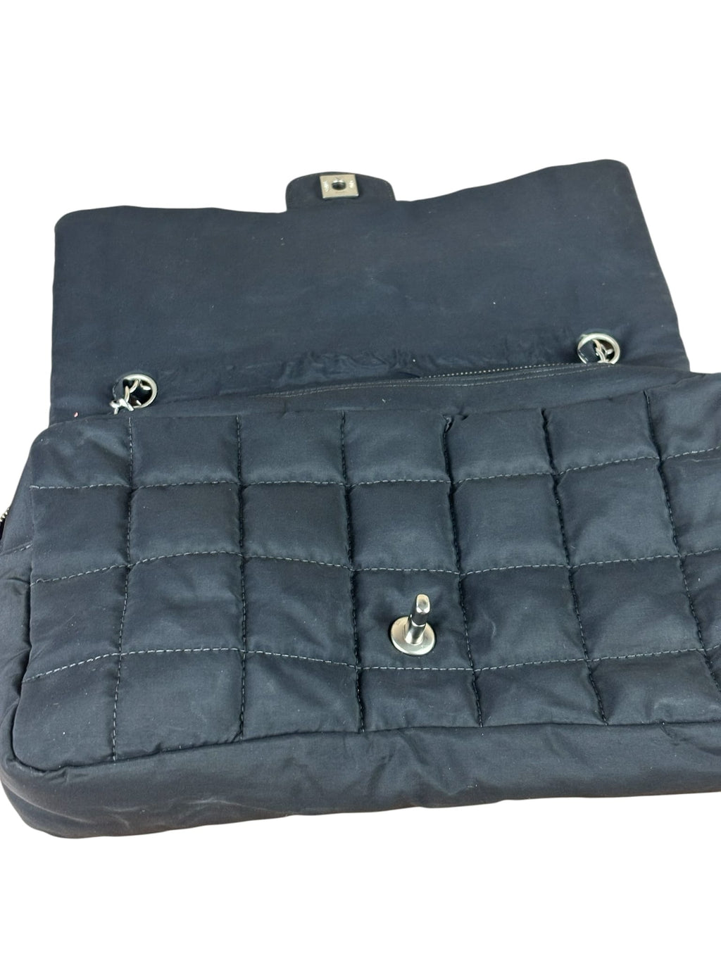 Chanel Black Nylon Chocolate Bar Flap Bag 2002