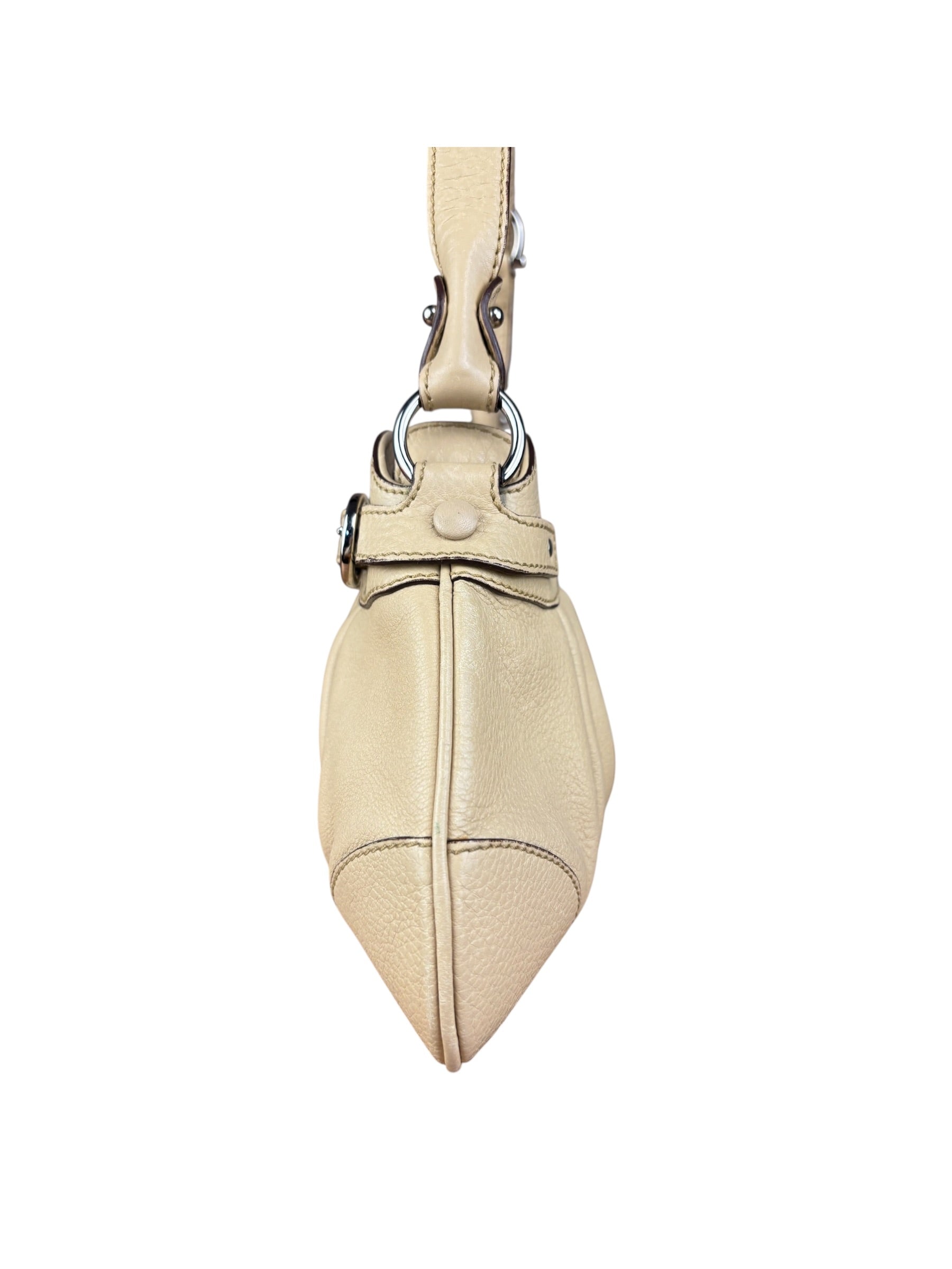 Salvatore Ferragamo Beige Gancini Buckle Shoulder Bag