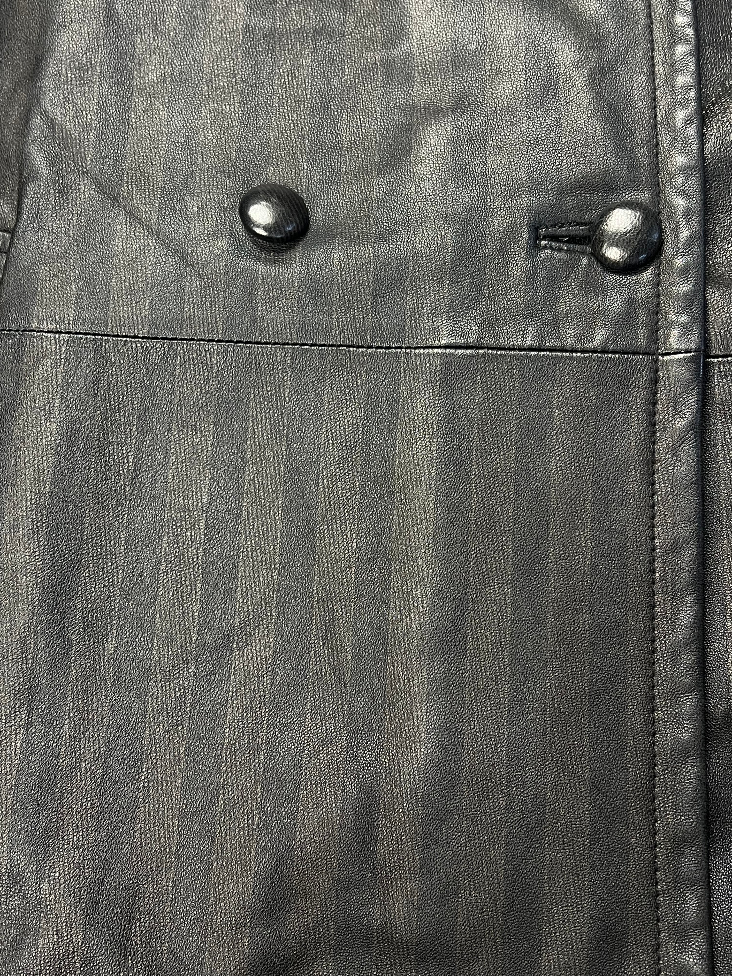 Vintage Leather Striped Long Coat