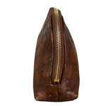 Gucci Vintage Brown Leather GG Zip Pouch