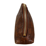 Gucci Vintage Brown Leather GG Zip Pouch