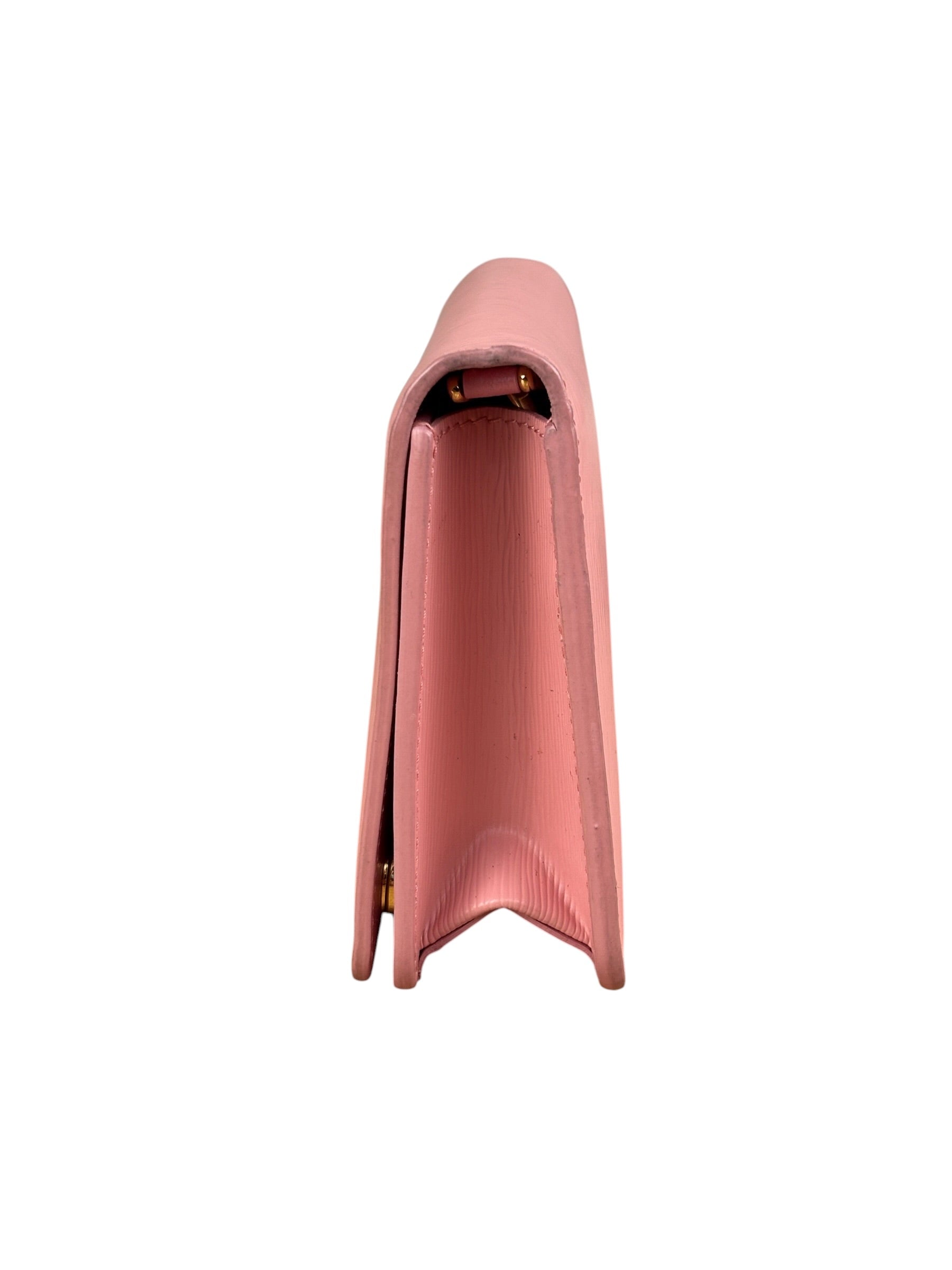 Prada Pink Saffiano Leather Wallet On Chain