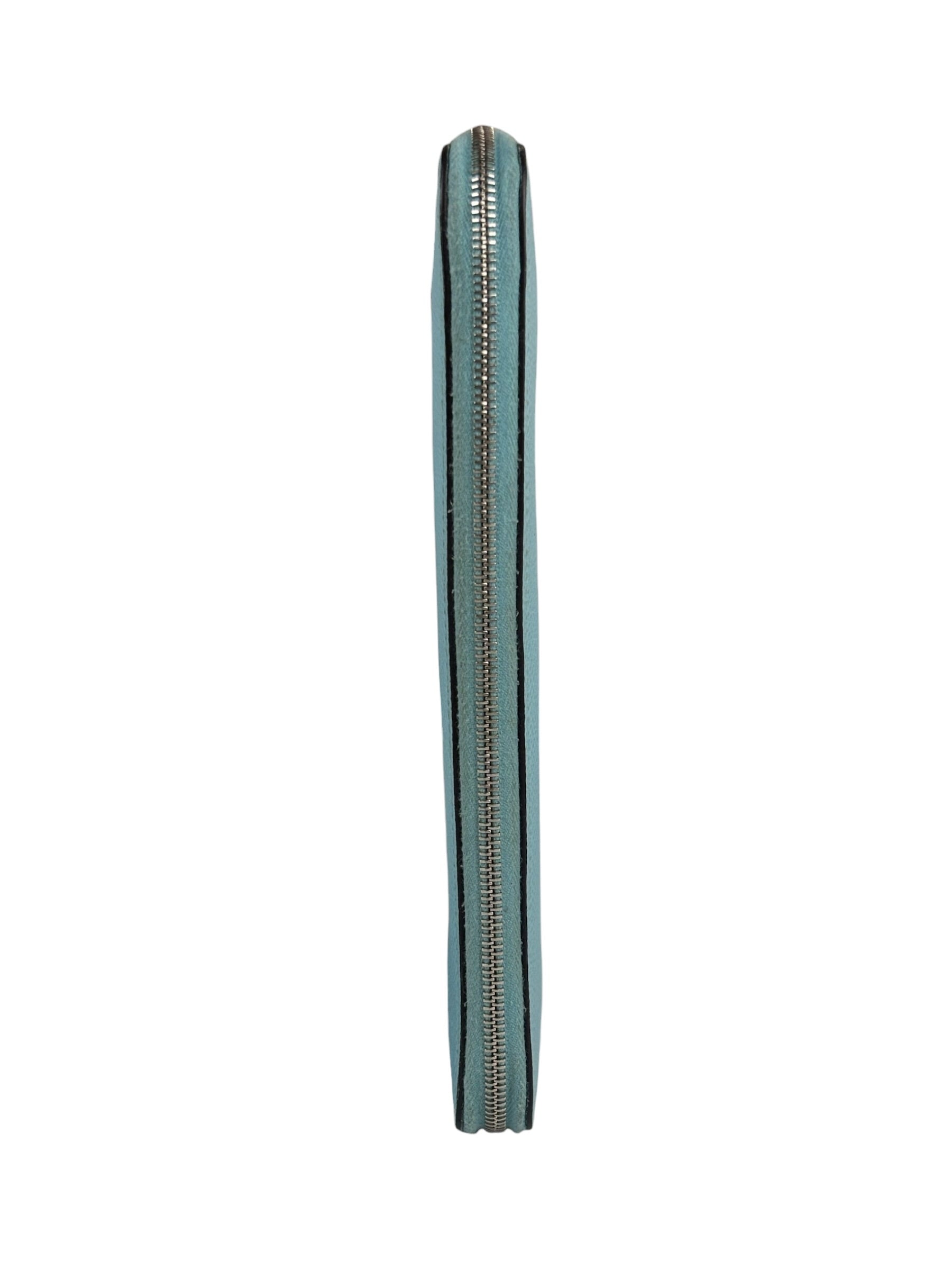 Hermes Blue Leather Silk'In Azap Long Wallet