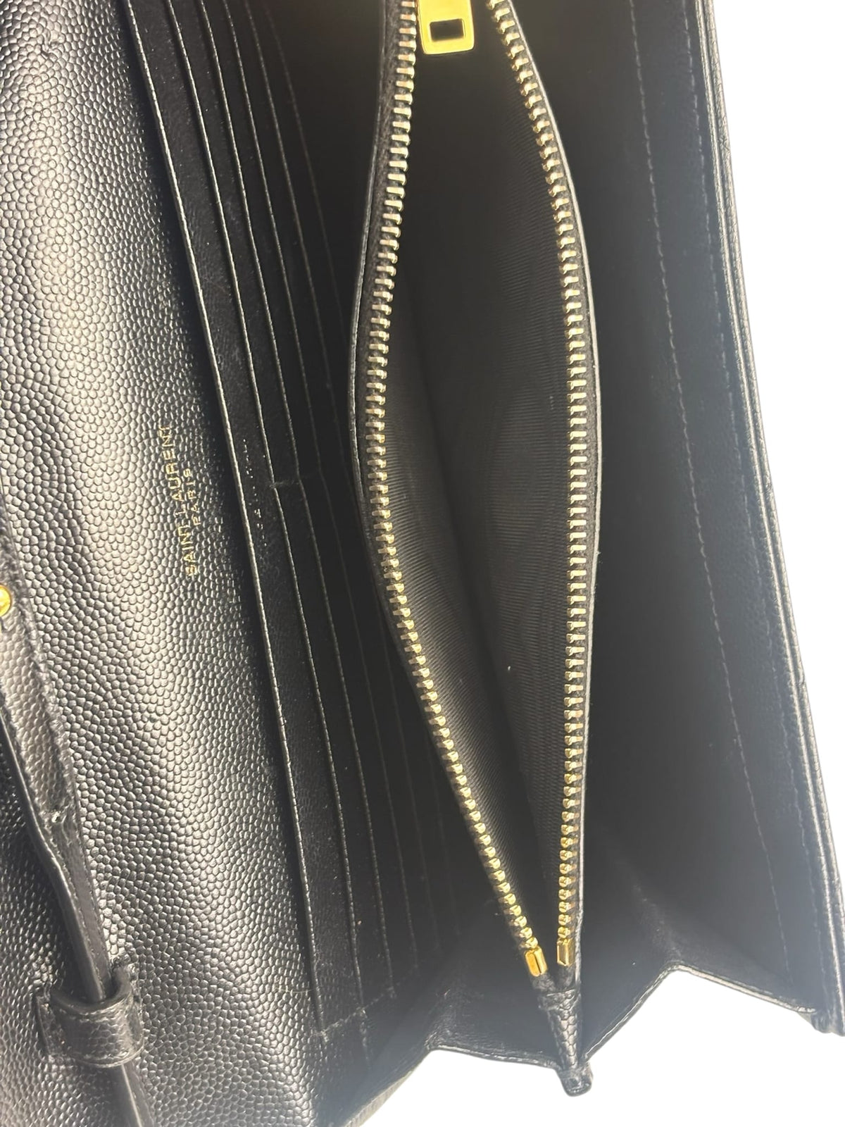 YSL Black Pebbled Matelassè Envelope Chain Wallet On Chain