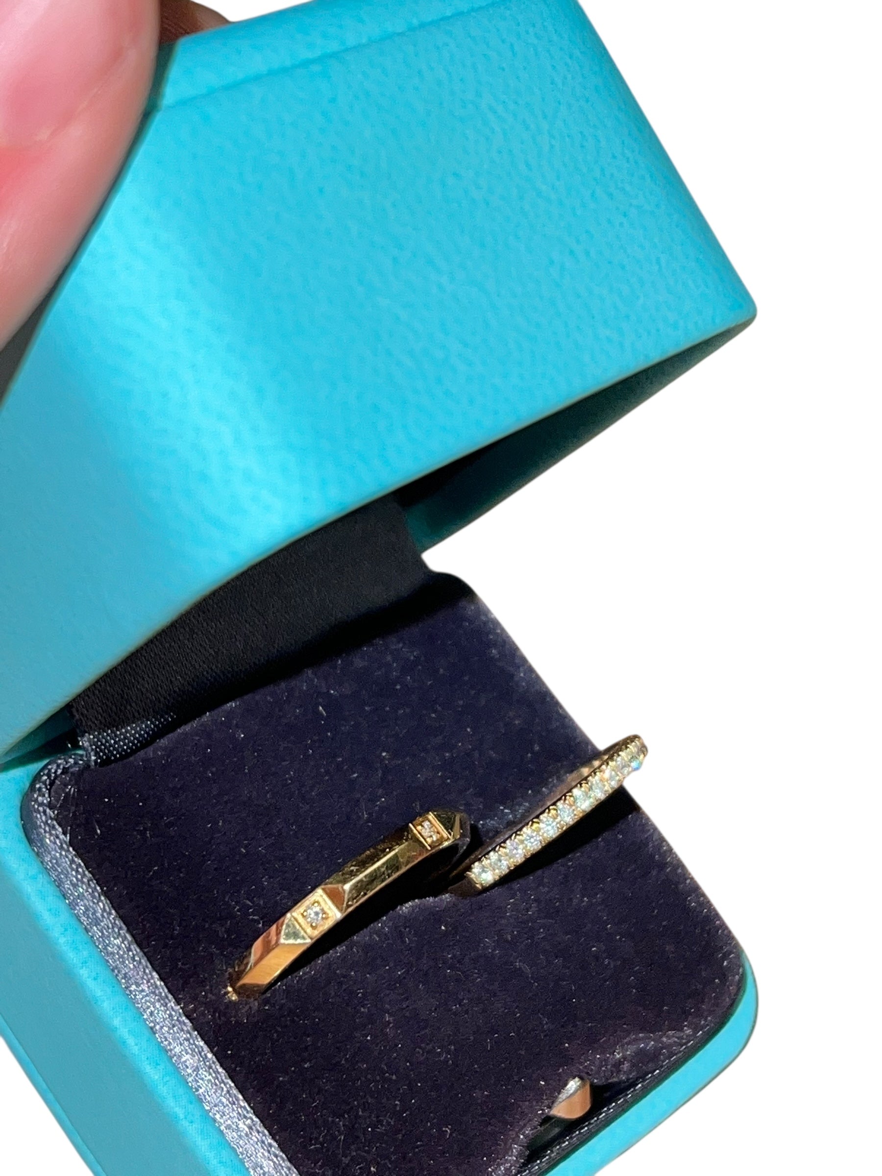 Tiffany & Co His & Hers Rings 18k Gold w/ Diamonds