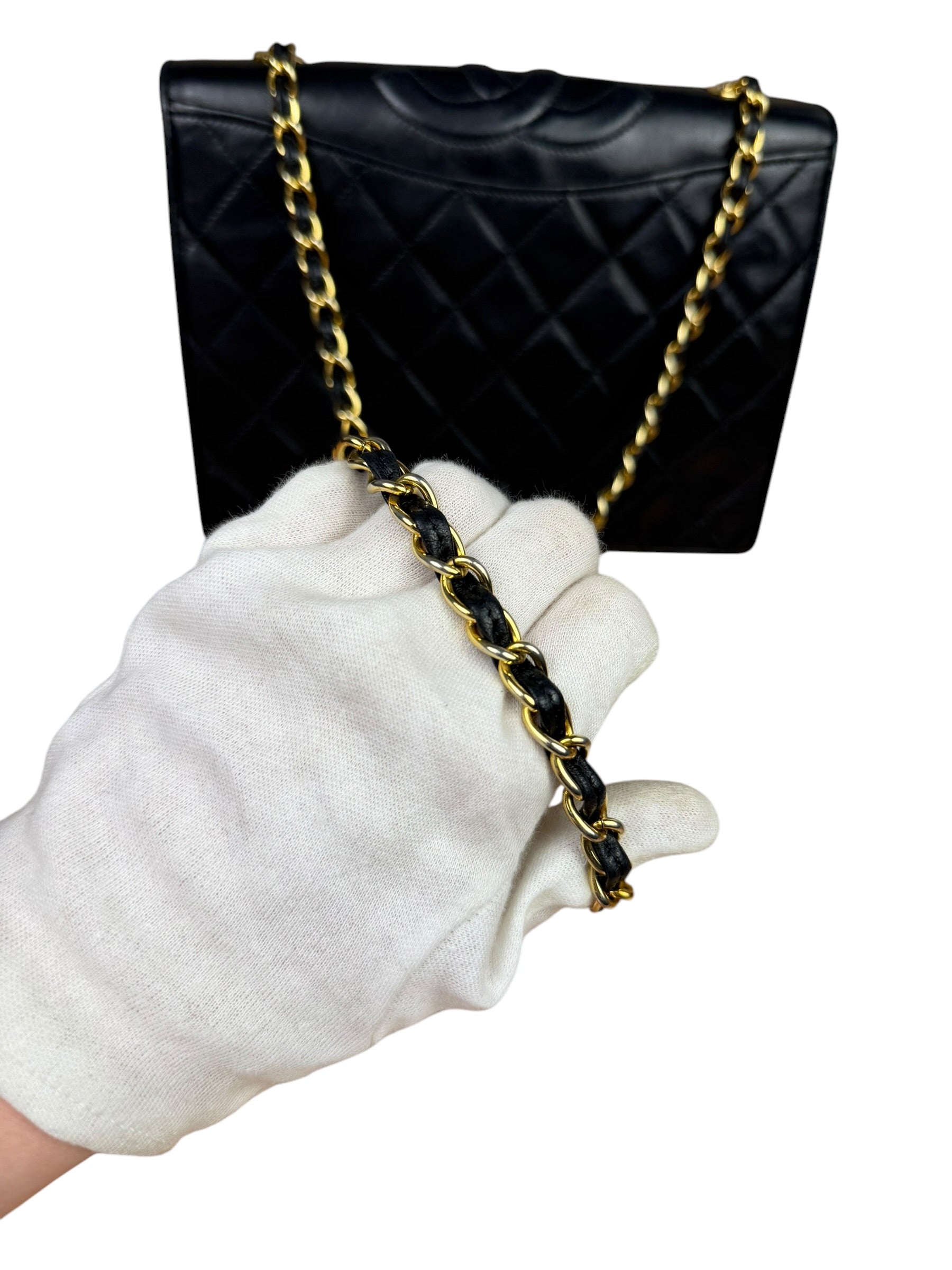 Chanel Black Diamond Stitch CC Timeless Chain Flap Bag '89-'91