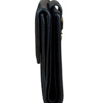 Fendi FF Black Canvas Leather Trim Compact Wallet