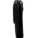 Fendi FF Black Canvas Leather Trim Compact Wallet