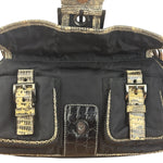 Prada Vintage Tessuto Lucertola Black Lizard Shoulder Bag