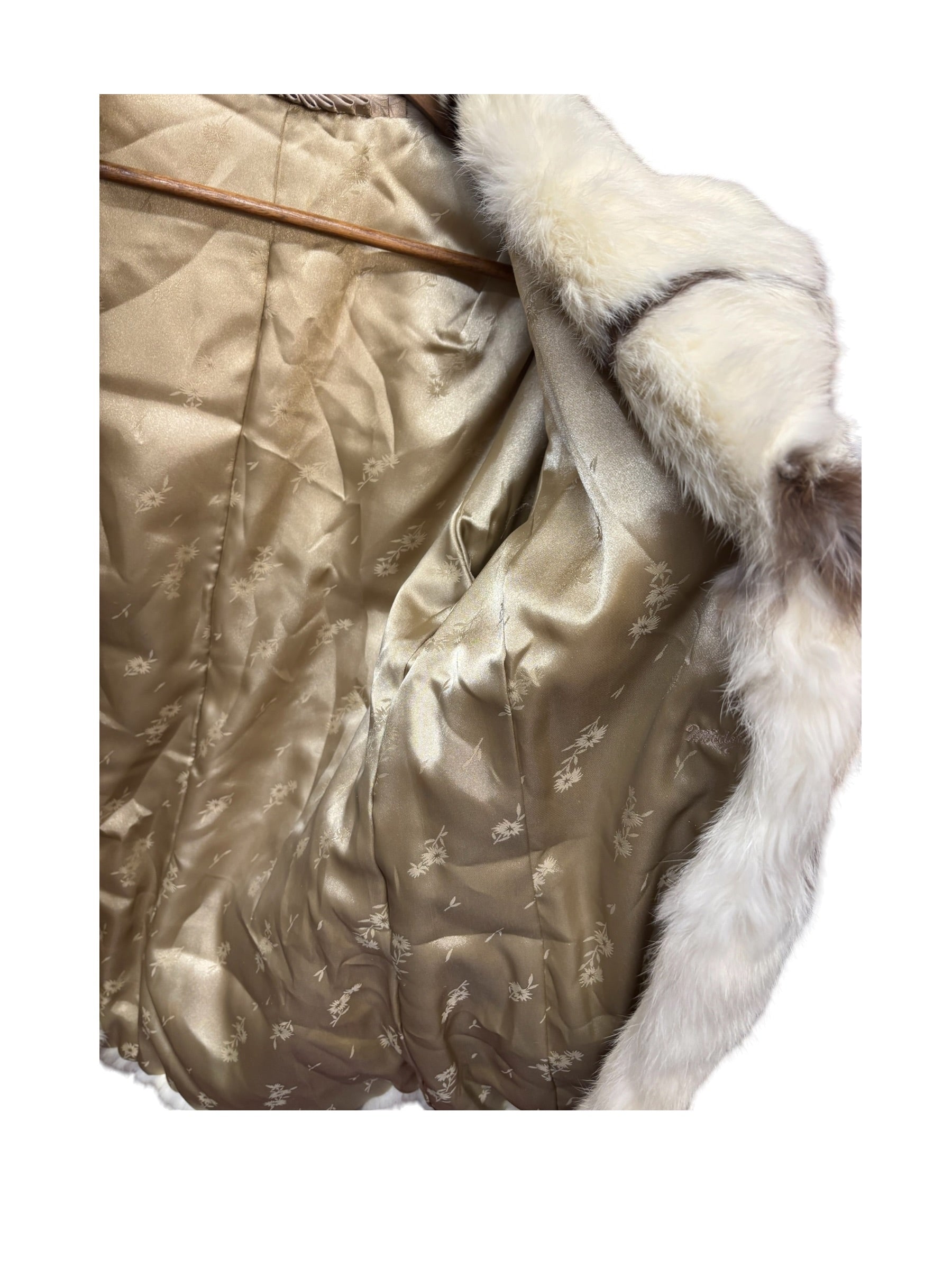 Vintage White/Brown Rabbit Fur Coat