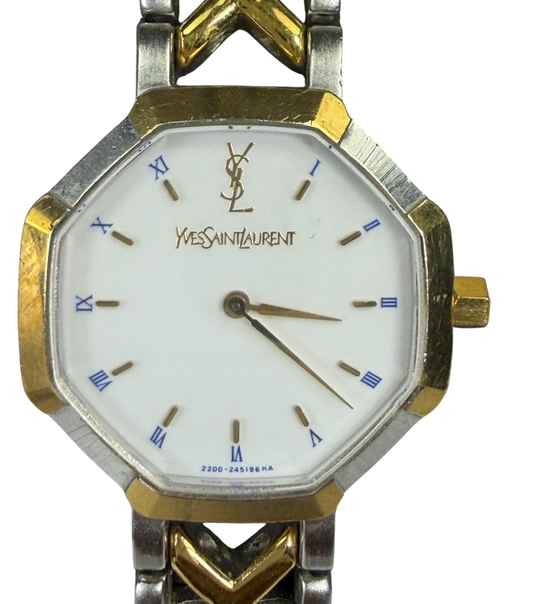 YSL 2 Tone Octagon White Dial