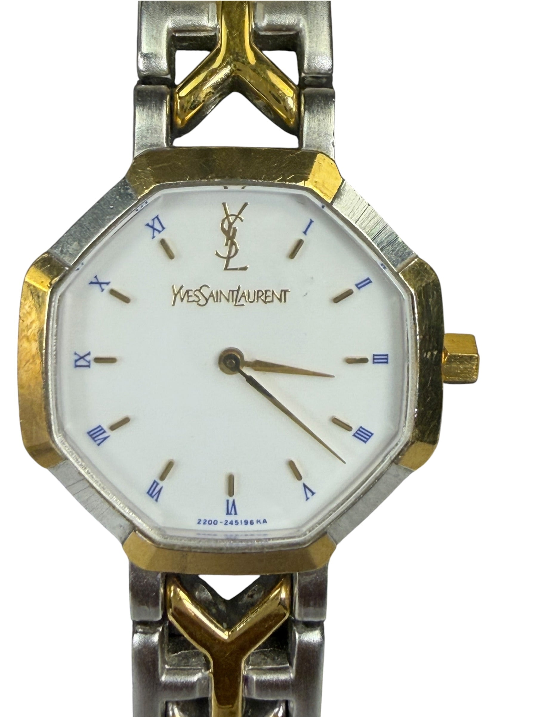 YSL 2 Tone Octagon White Dial
