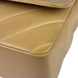Chanel Vintage Beige Lambskin Chevron Coco Handle Flap Two-Way Bag 1991