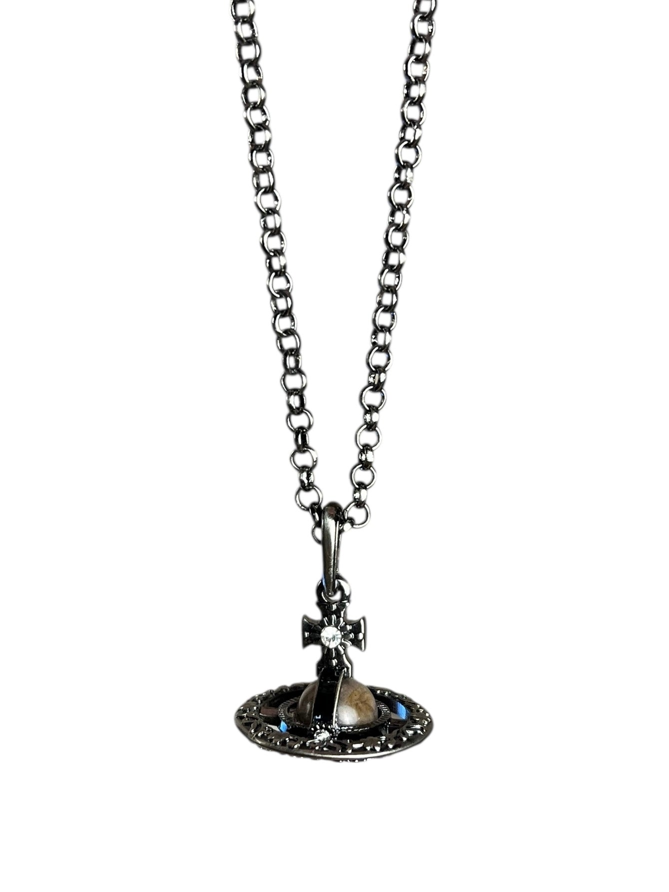 Vivienne Westwood Gunmetal 3D Marble Orb Necklace